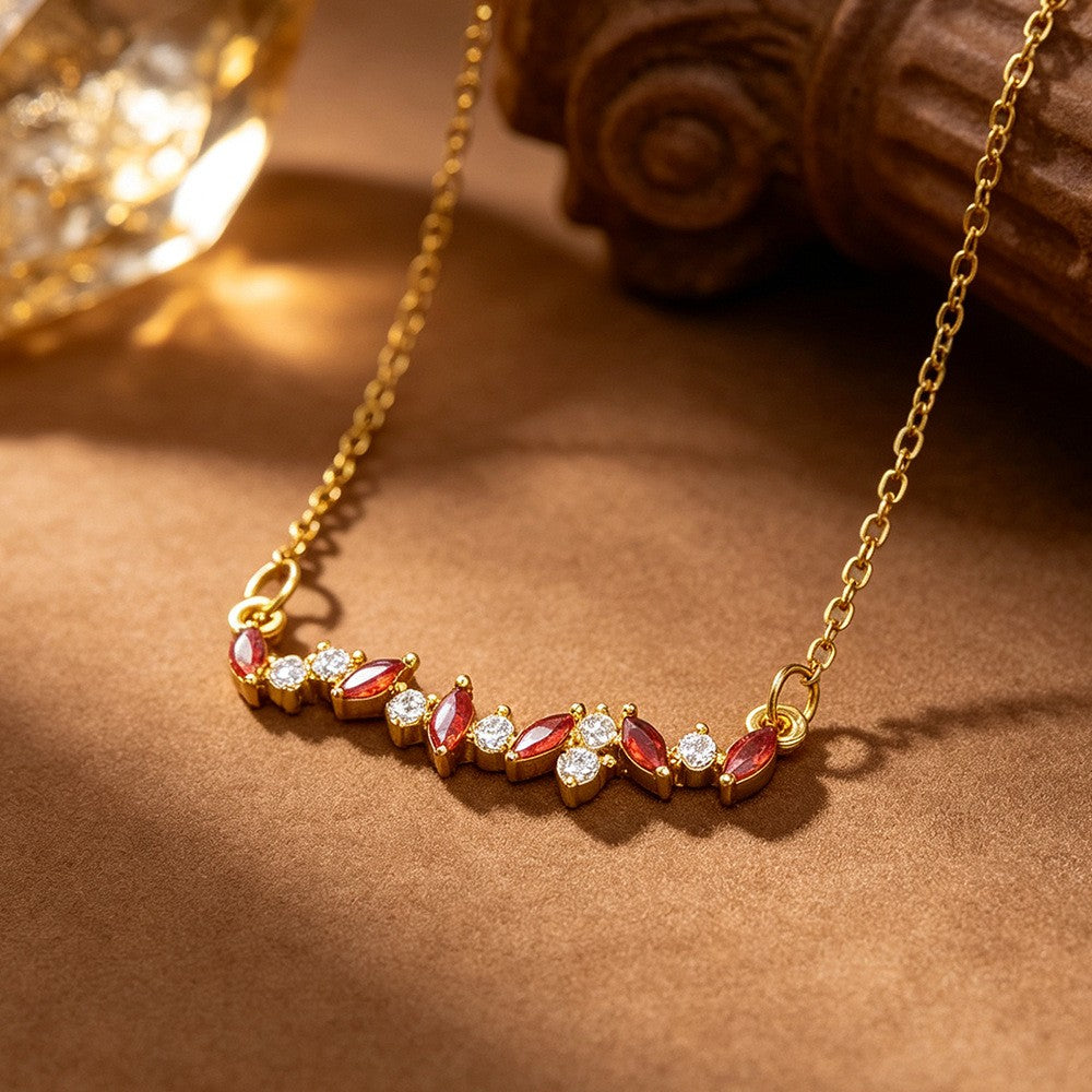 Dainty Marquise CZ Bar Necklace