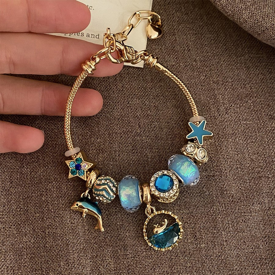 Romantic Mixed Enamel Charm Bracelet Set