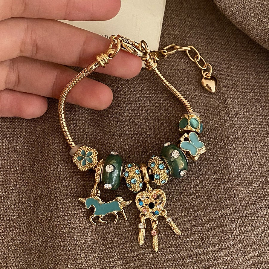 Romantic Mixed Enamel Charm Bracelet Set