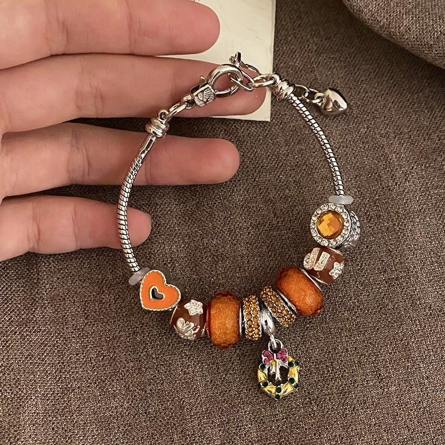 Romantic Mixed Enamel Charm Bracelet Set