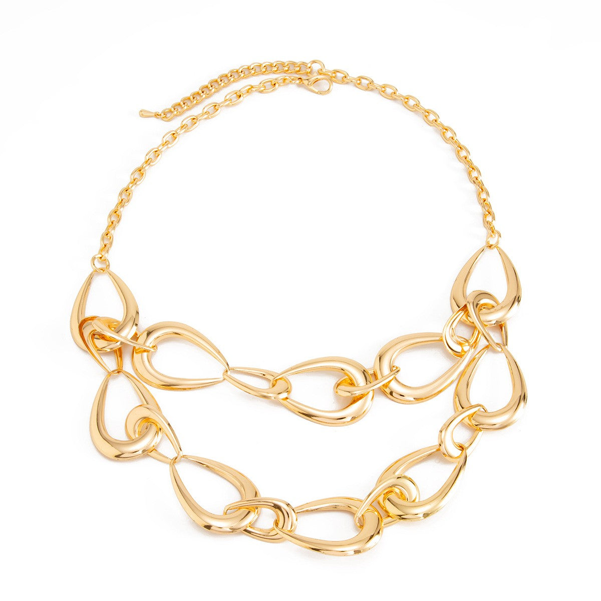 Bold Geometric Teardrop Link Necklace