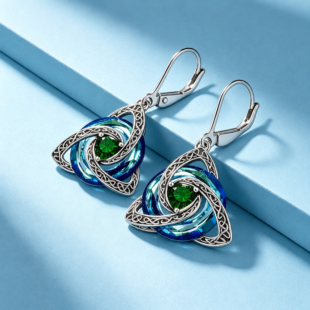 Classy Celtic Knot Birthstone Drop Earrings