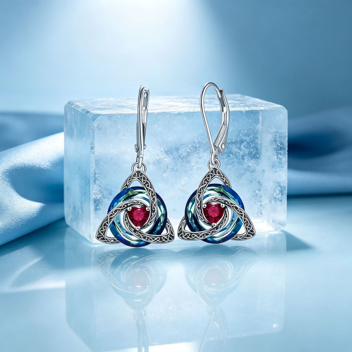 Classy Celtic Knot Birthstone Drop Earrings
