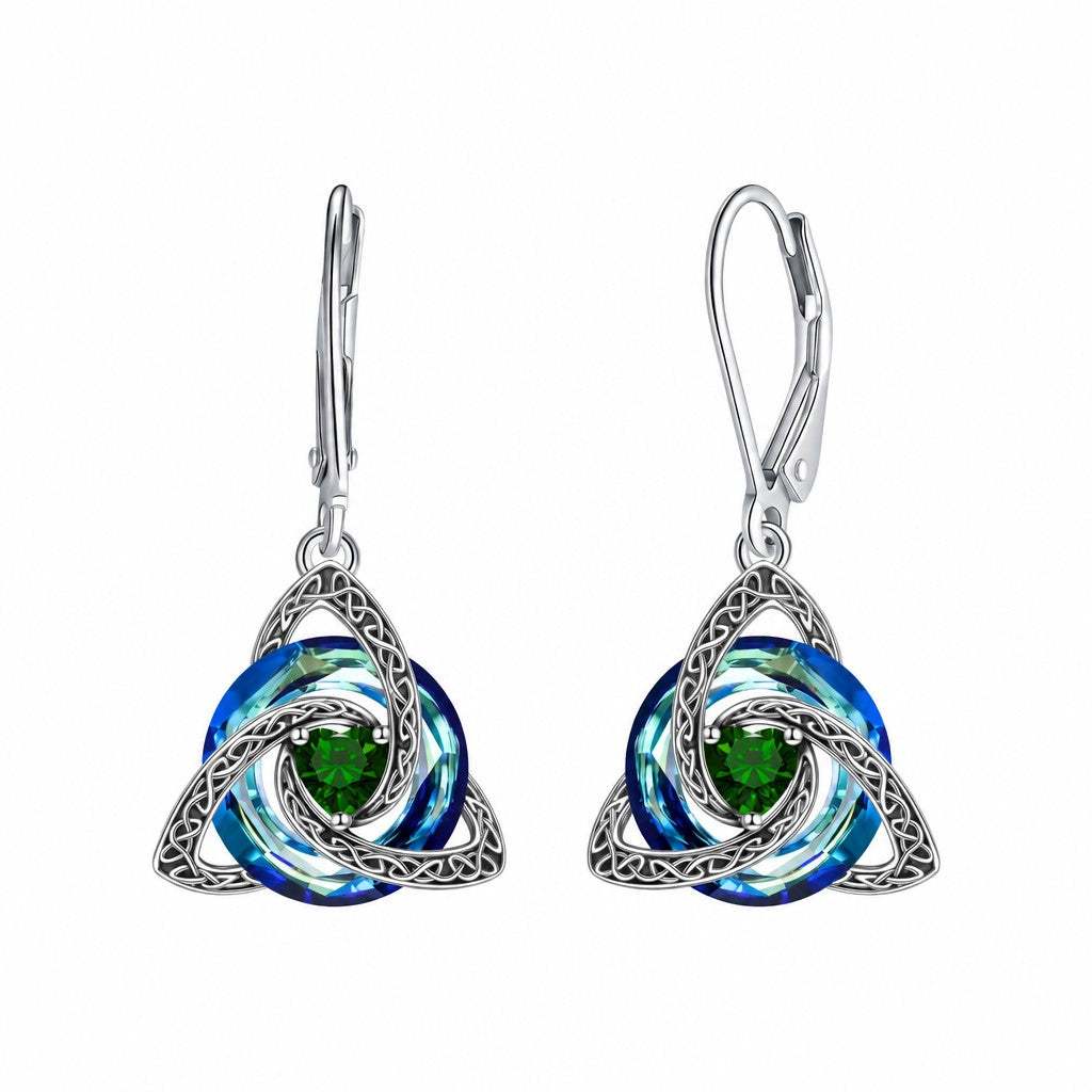 Classy Celtic Knot Birthstone Drop Earrings