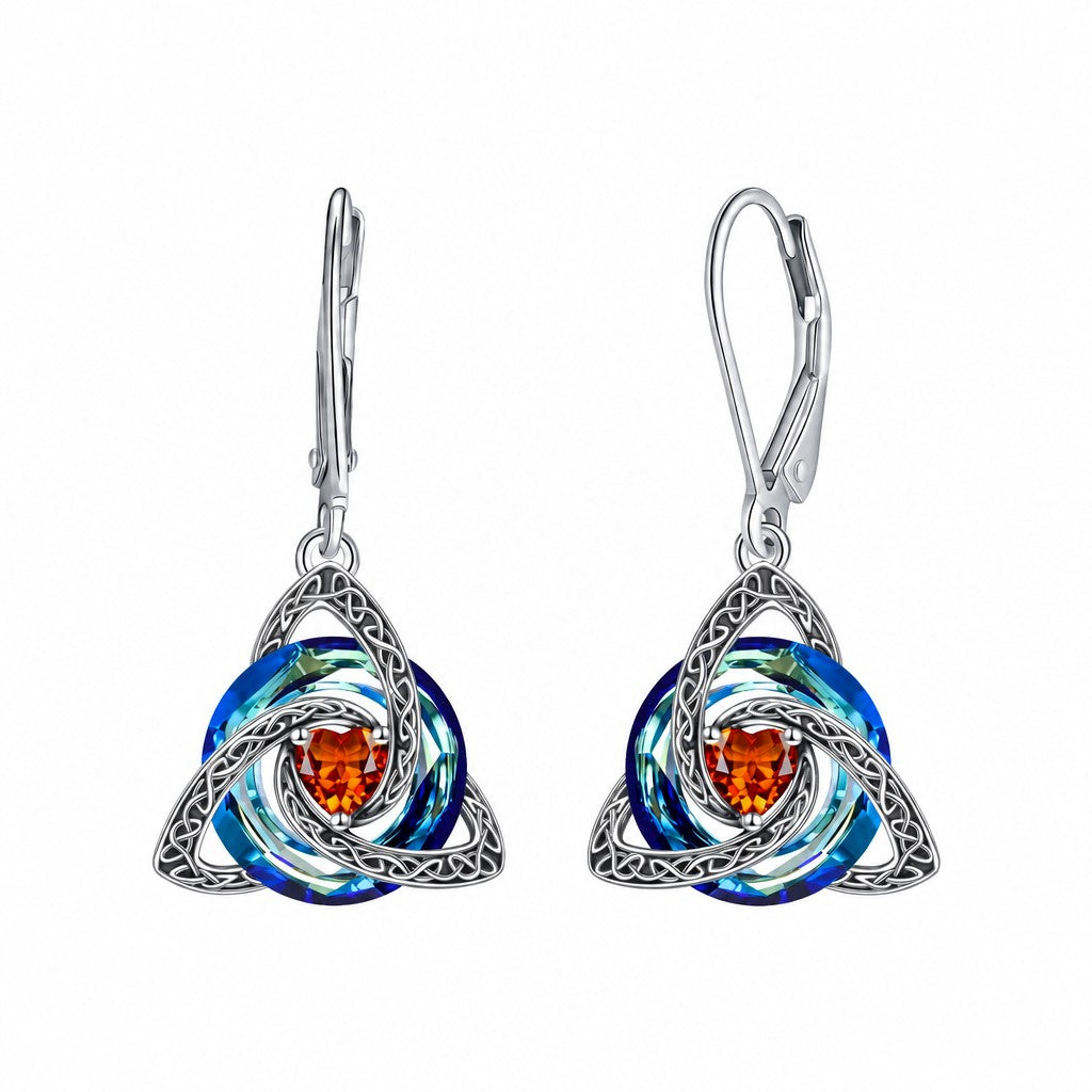 Classy Celtic Knot Birthstone Drop Earrings