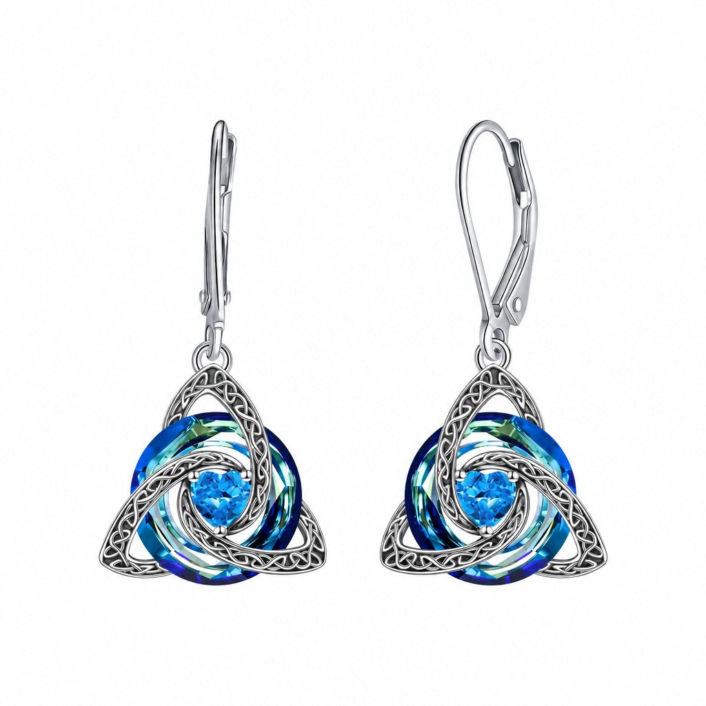 Classy Celtic Knot Birthstone Drop Earrings