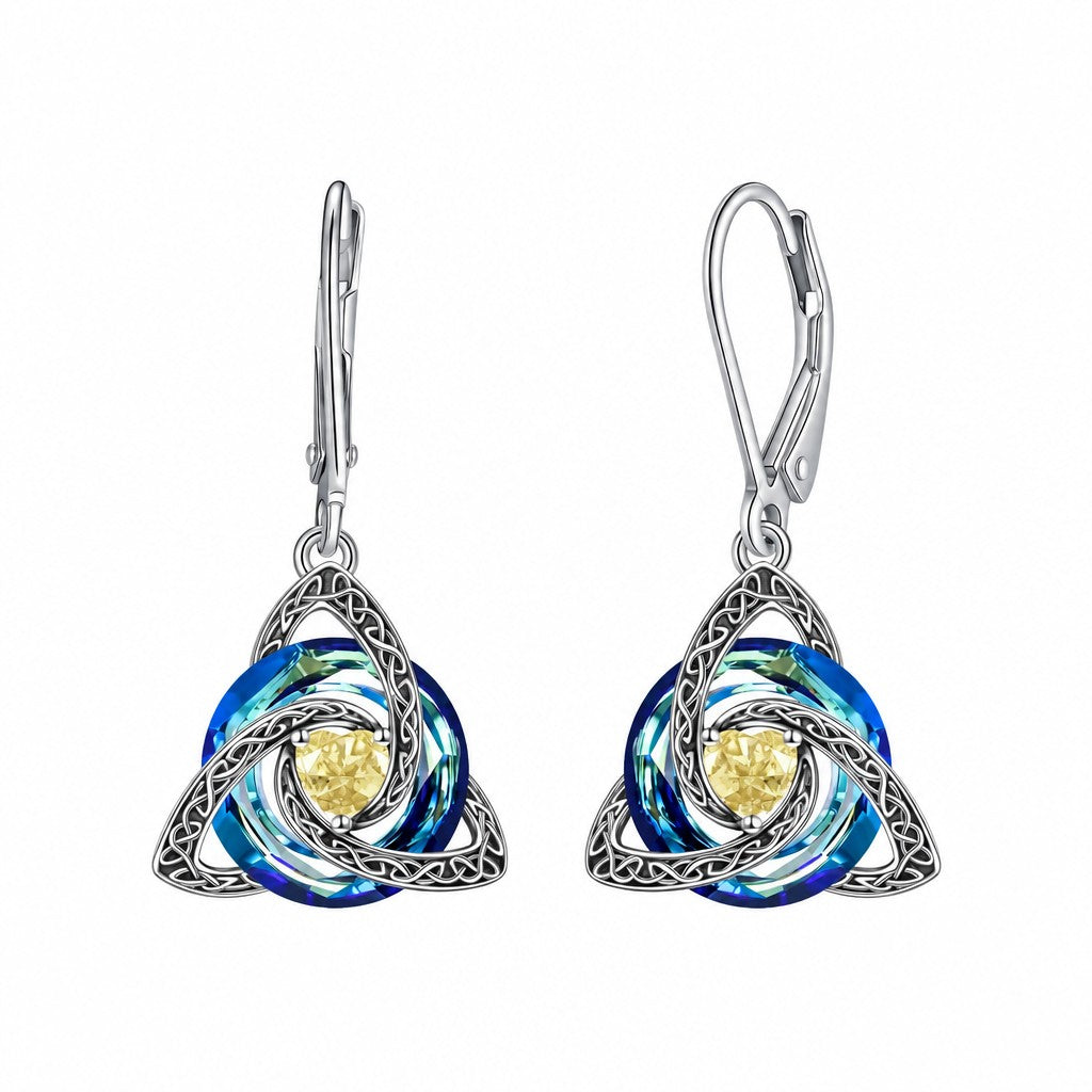 Classy Celtic Knot Birthstone Drop Earrings