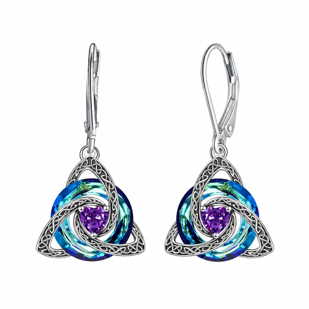 Classy Celtic Knot Birthstone Drop Earrings