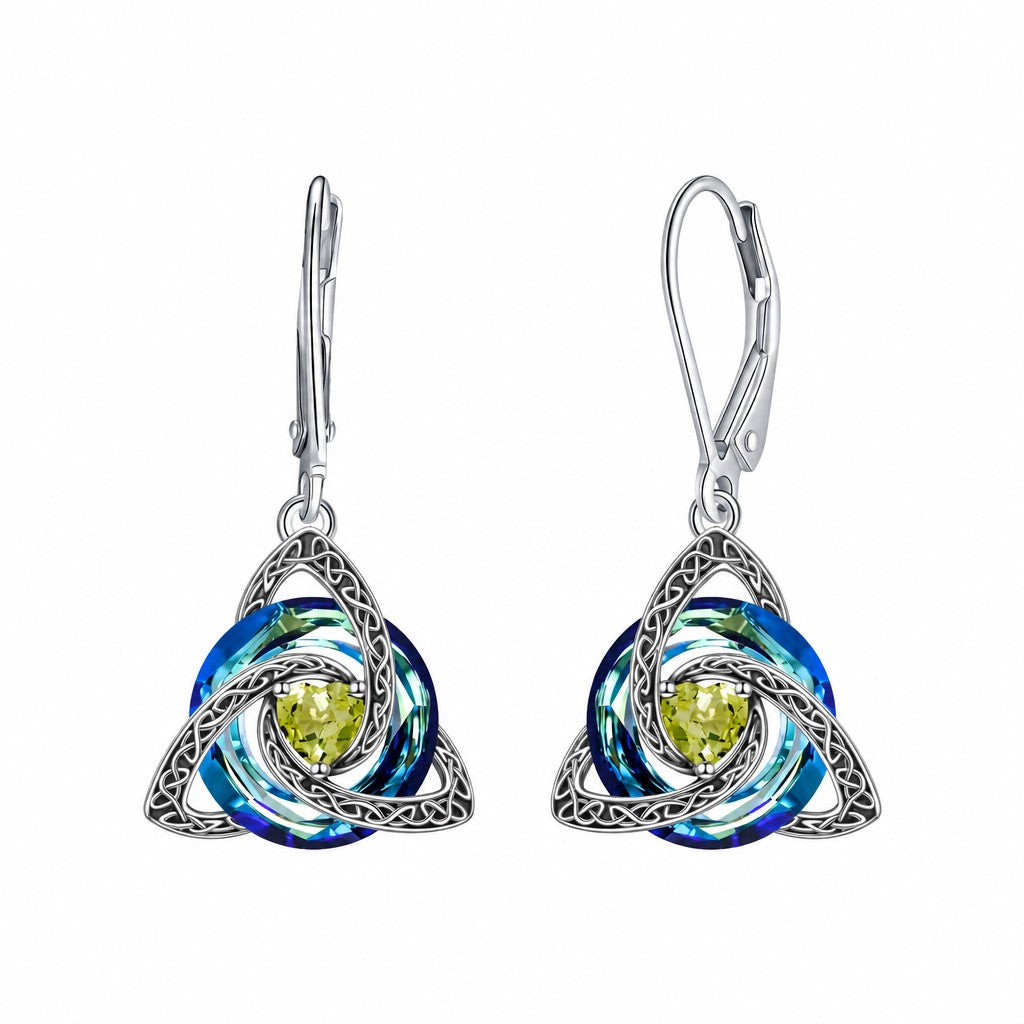 Classy Celtic Knot Birthstone Drop Earrings