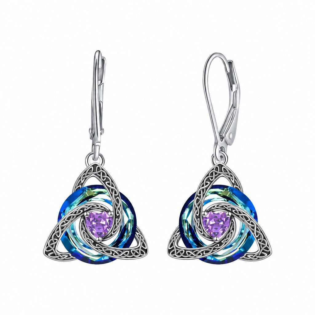 Classy Celtic Knot Birthstone Drop Earrings