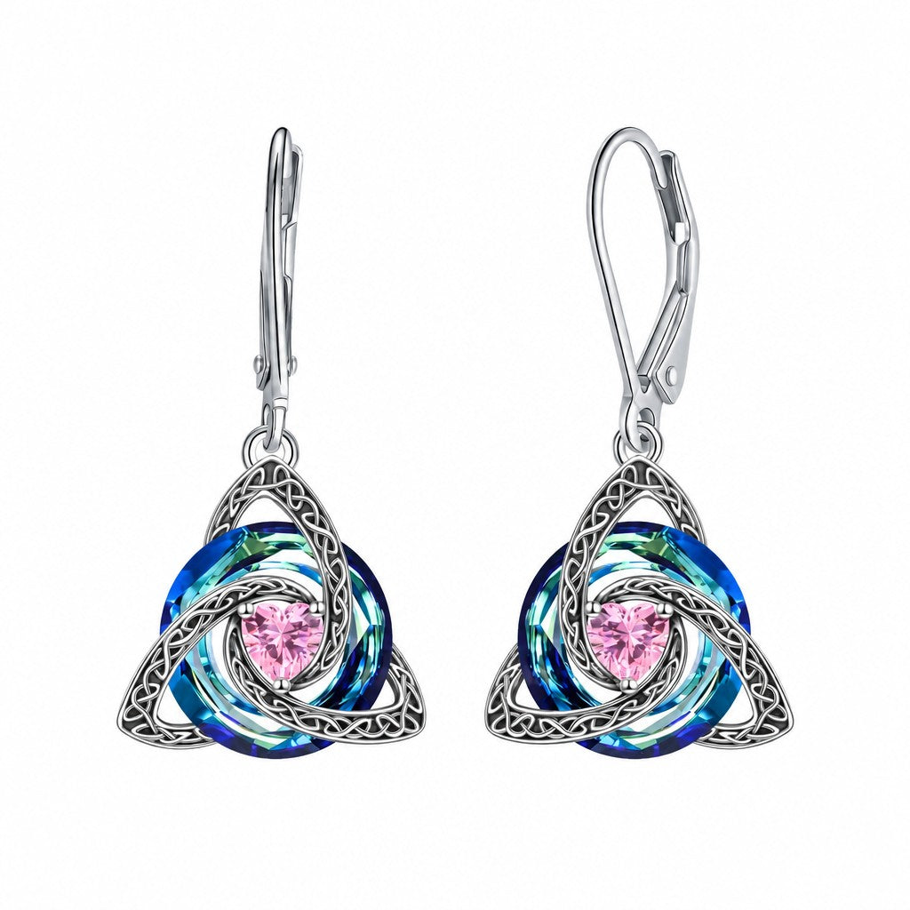 Classy Celtic Knot Birthstone Drop Earrings