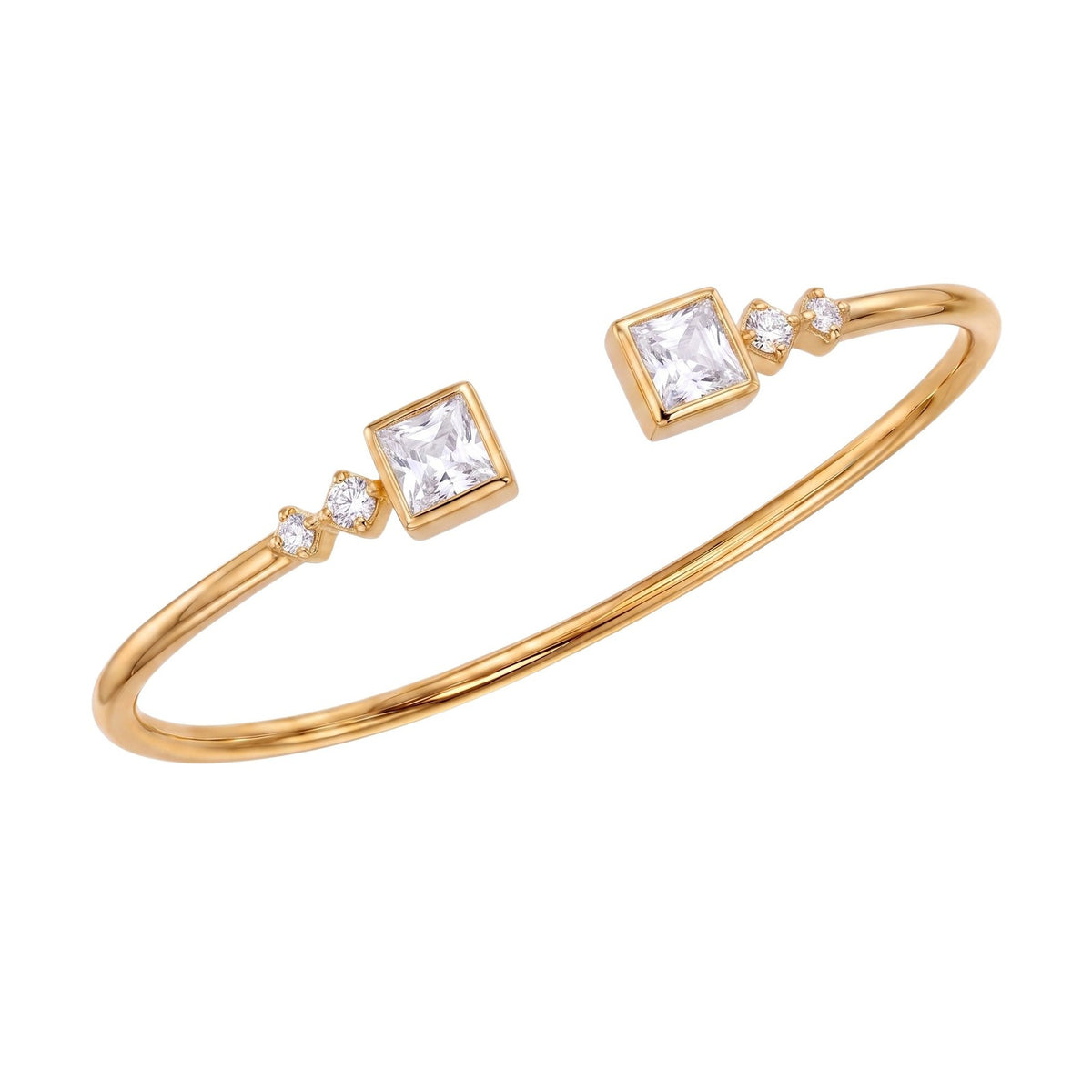 Classy Mixed Cut CZ Cuff Bracelet Set