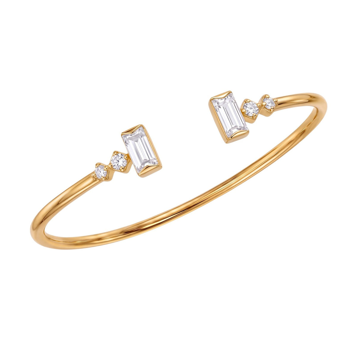 Classy Mixed Cut CZ Cuff Bracelet Set