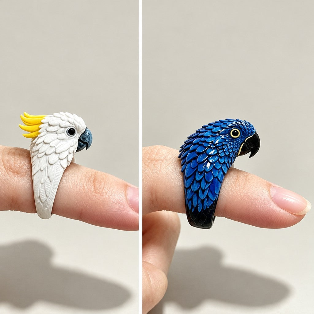 Classy 3D Parrot Open Ring