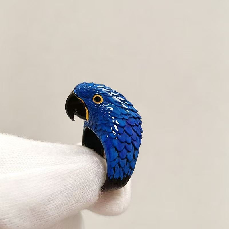 Classy 3D Parrot Open Ring