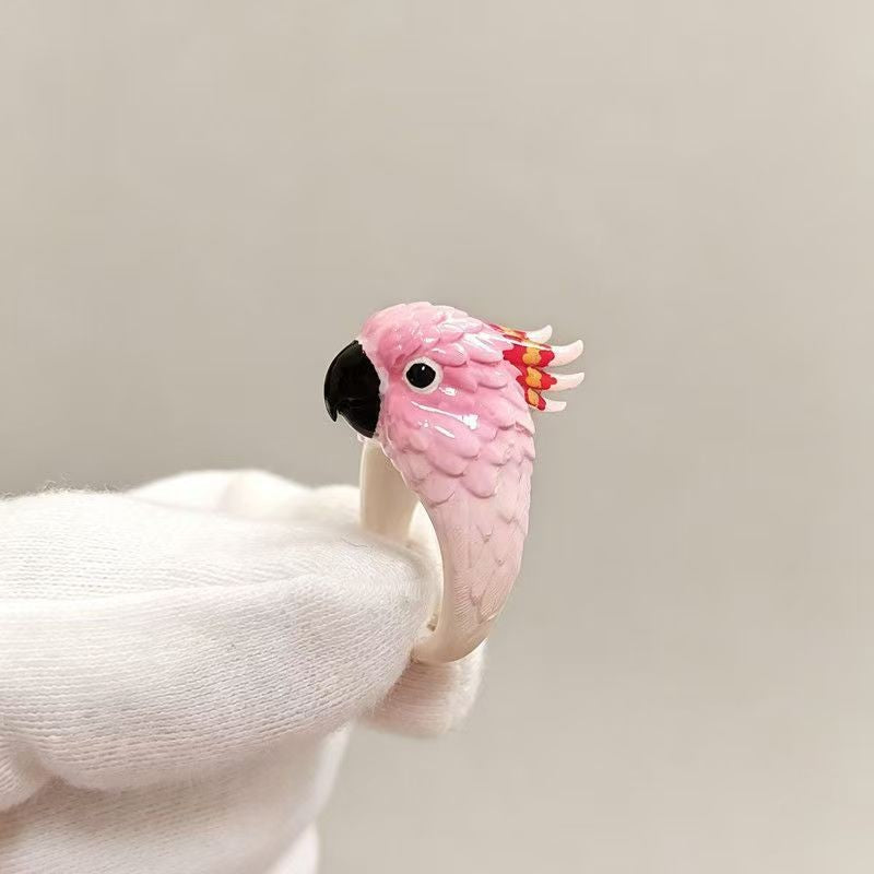 Classy 3D Parrot Open Ring