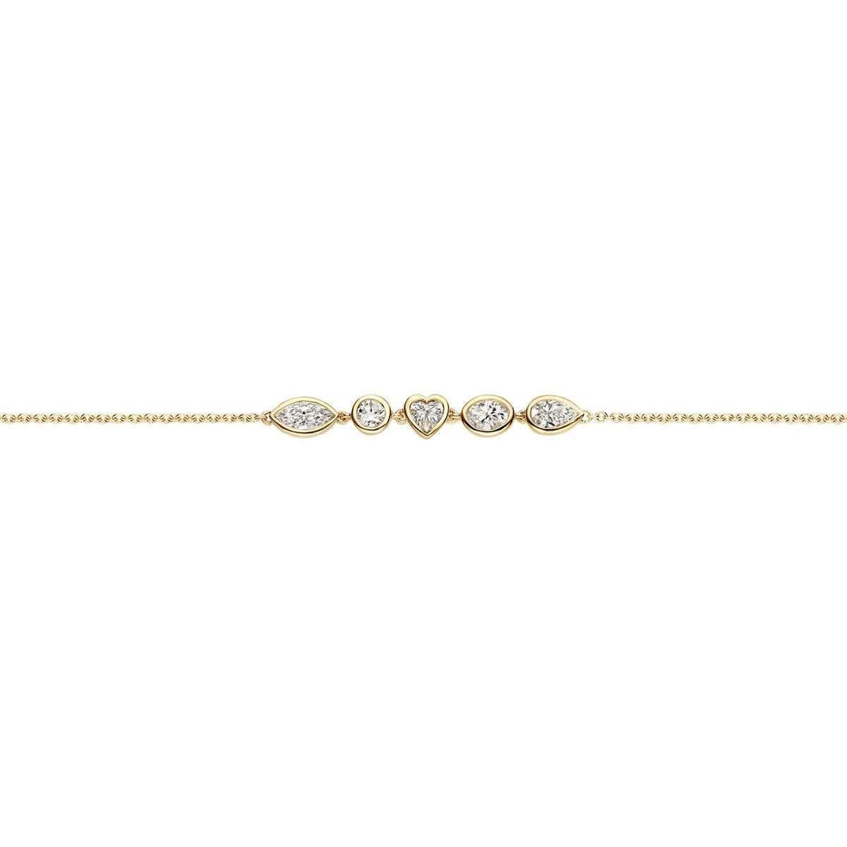 5pc Dainty Mixed Shape Zirconia Bracelet Set