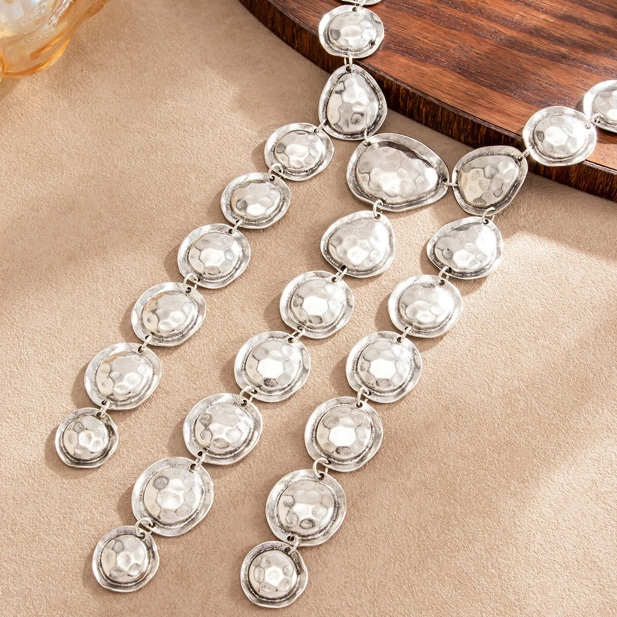 Boho Hammered Disc Y-Necklace