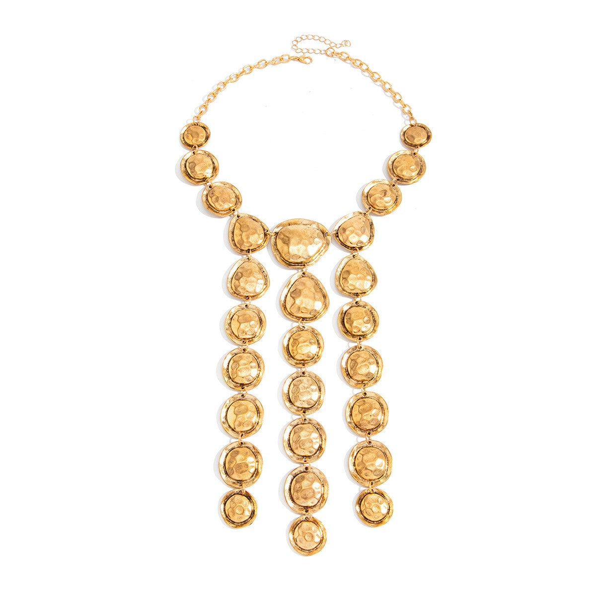 Boho Hammered Disc Y-Necklace