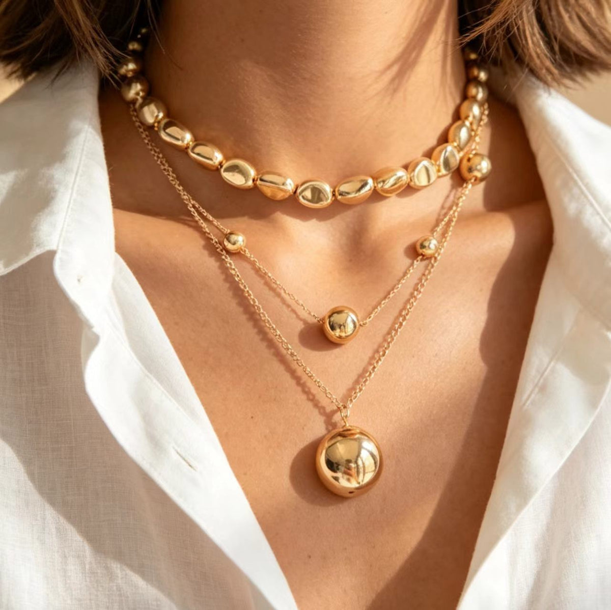 Classy Geometric Beaded Layered Necklace