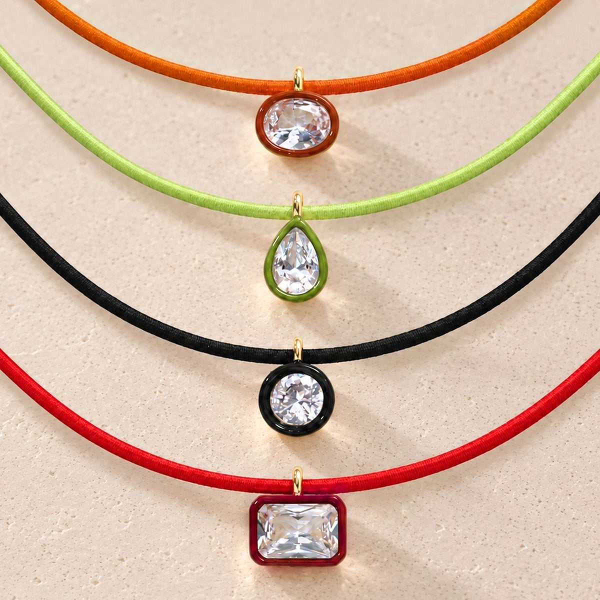 Colorful Geometric Cord Choker Necklace