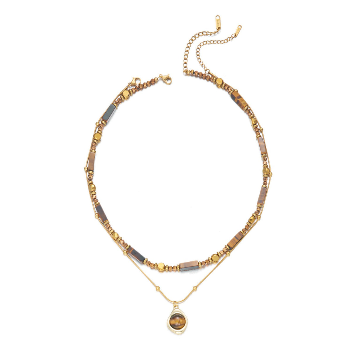 Boho Layered Tiger Eye Sun Necklace