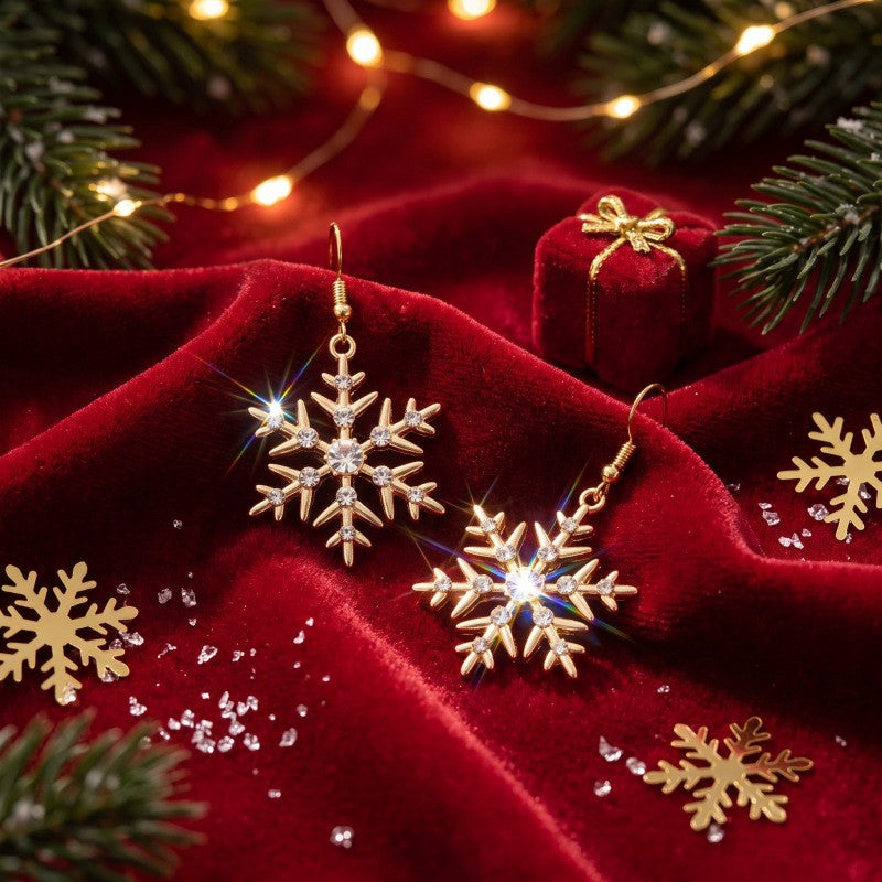 Classy Rhinestone Snowflake Dangle Earrings