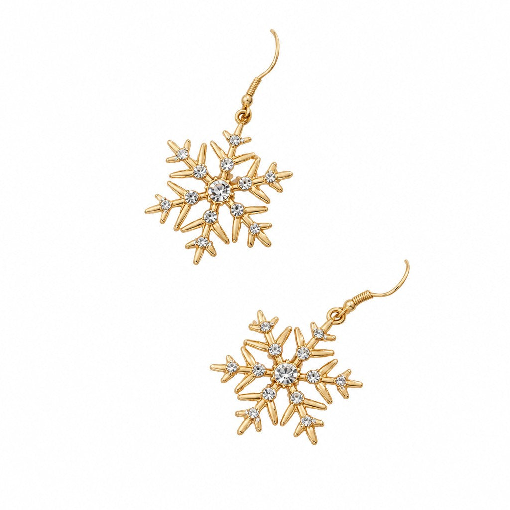 Classy Rhinestone Snowflake Dangle Earrings