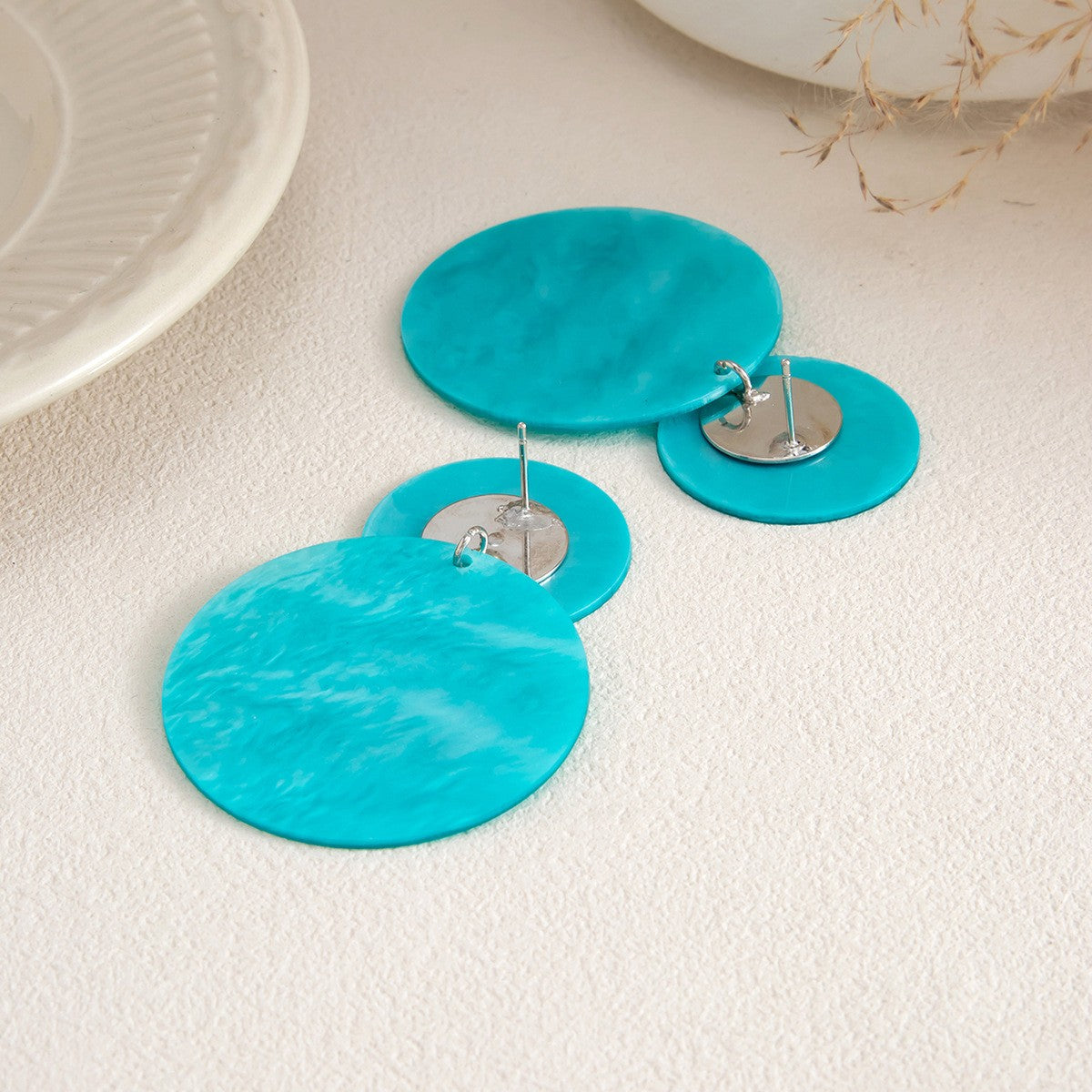 Boho Marbled Acetate Circle Drop Earrings