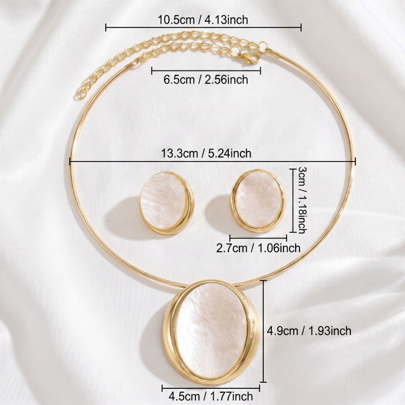 Classy Oval Collar Necklace & Earring Set