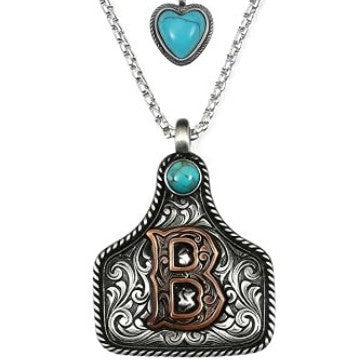 Boho Western Turquoise Initial Layered Necklace