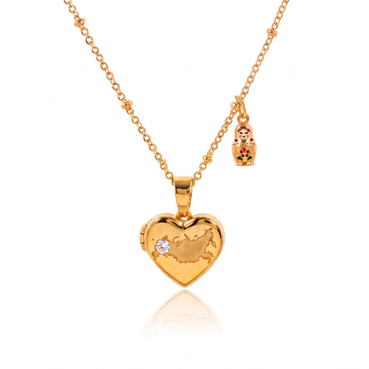 Dainty Map Locket Necklace Set