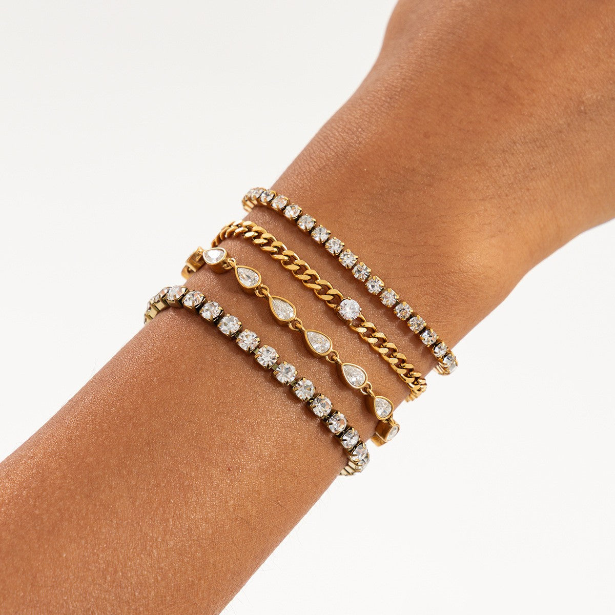 Classy Mixed Cut Cubic Zirconia Bracelet Set