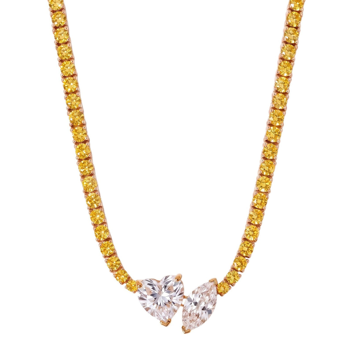 18k Boho Multi-Gem Duo Tennis Necklace