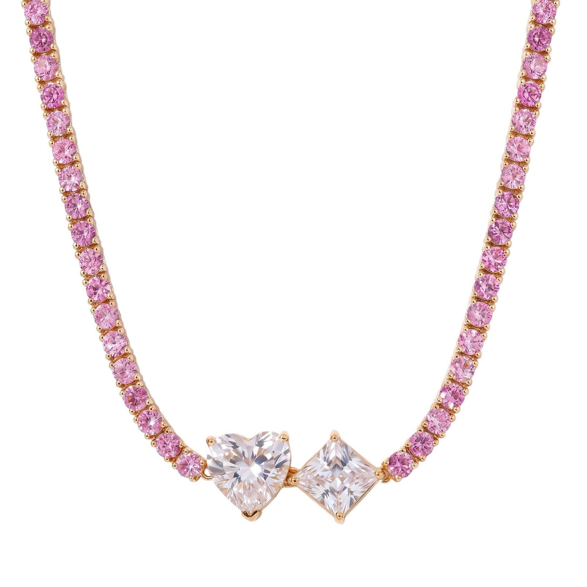 18k Boho Multi-Gem Duo Tennis Necklace