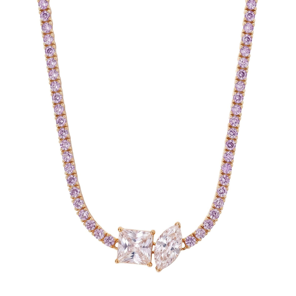 18k Boho Multi-Gem Duo Tennis Necklace