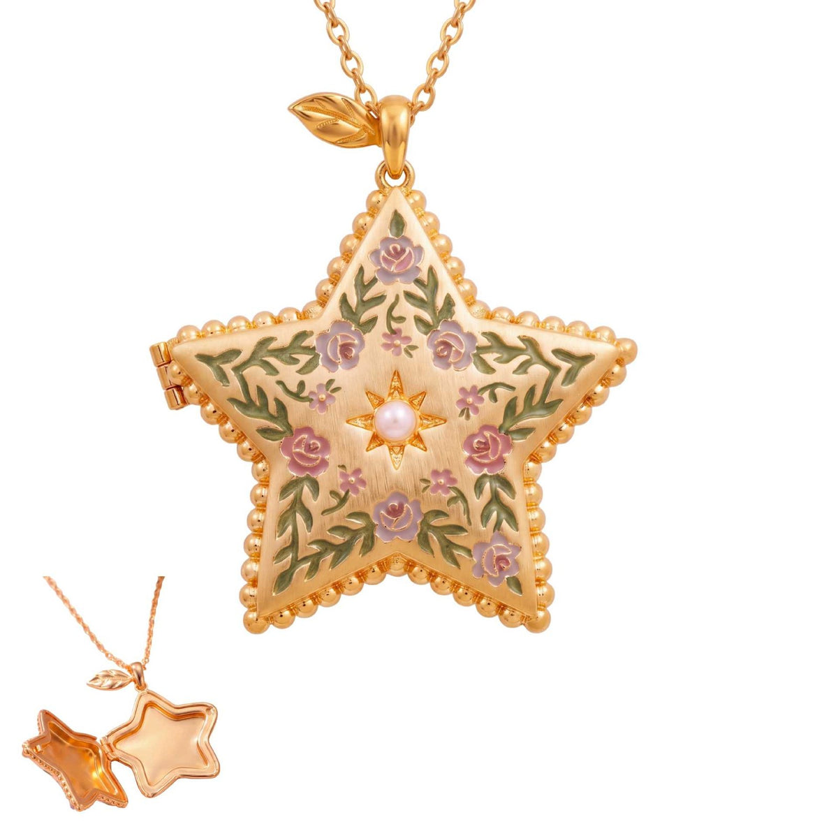 Romantic Enamel Floral Star Necklace