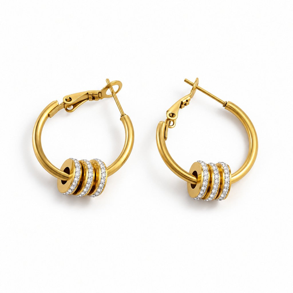 Classy Zirconia Spacer Hoop Earrings