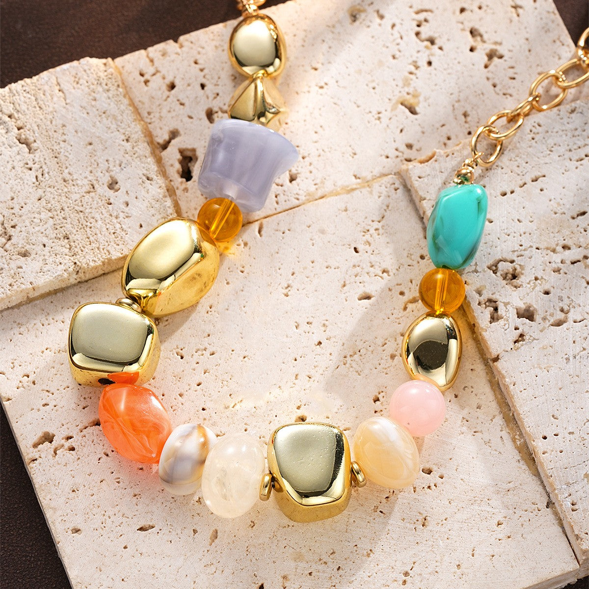 Boho Colorful Irregular Resin Bead Necklace