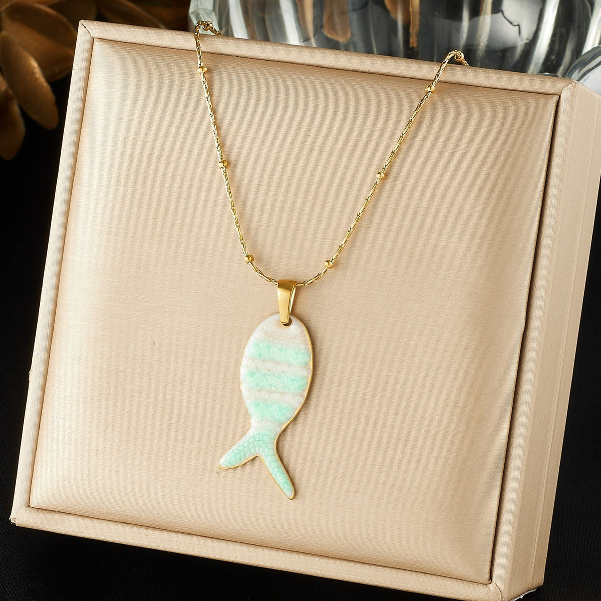 Dainty Striped Enamel Fish Necklace