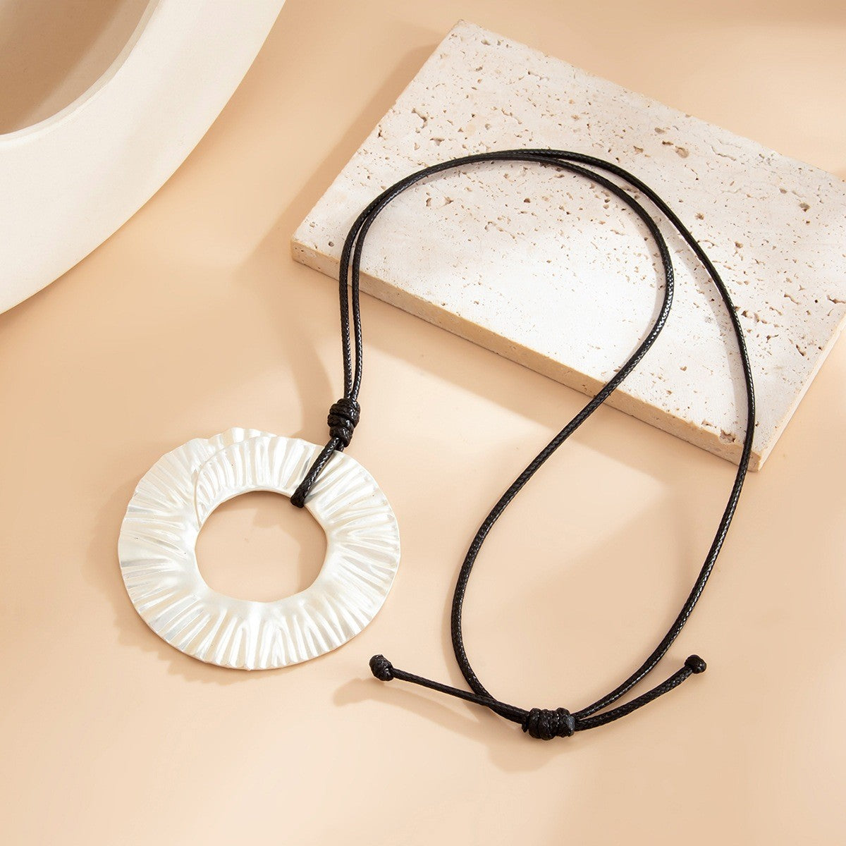 Boho Geometric Cutout Cord Necklace