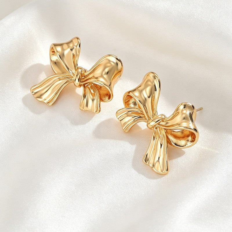 Classy Sculptural Bow Stud Earrings