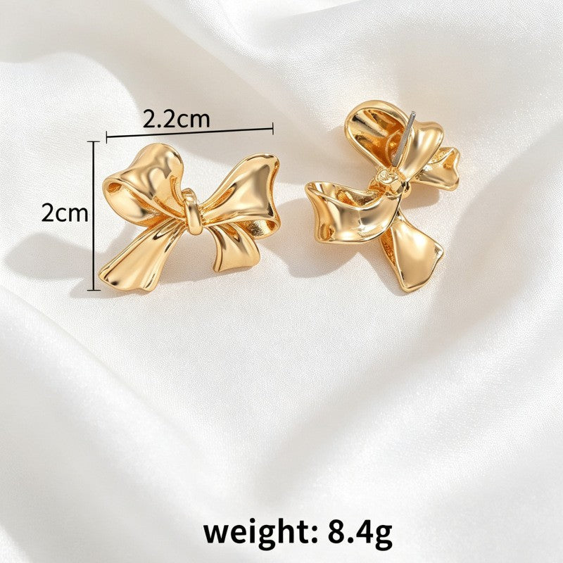 Classy Sculptural Bow Stud Earrings
