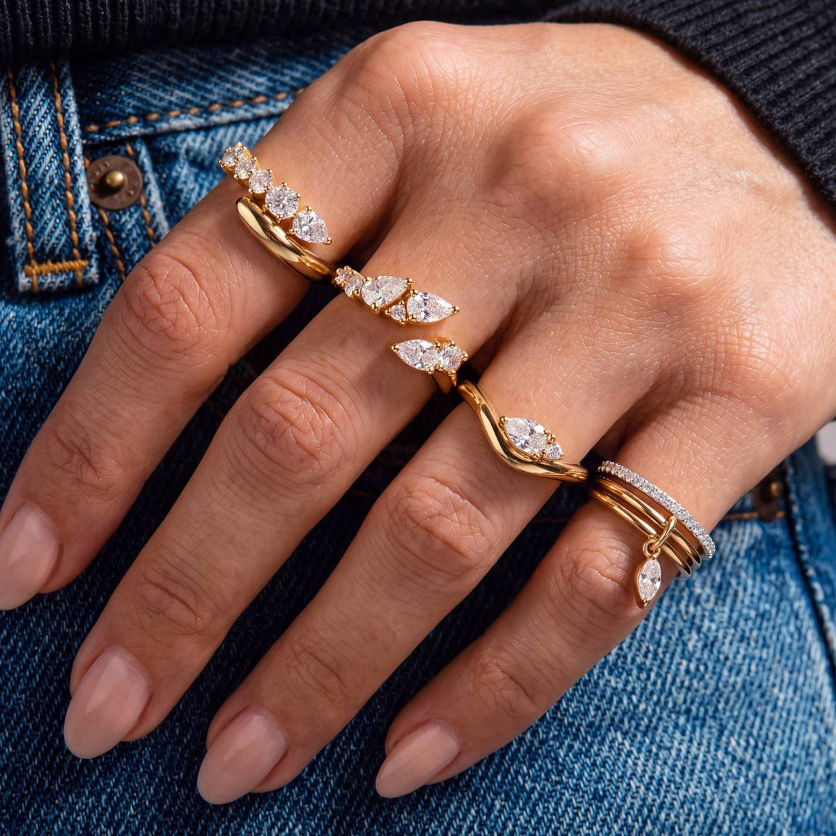 Dainty marquise zirconia open ring