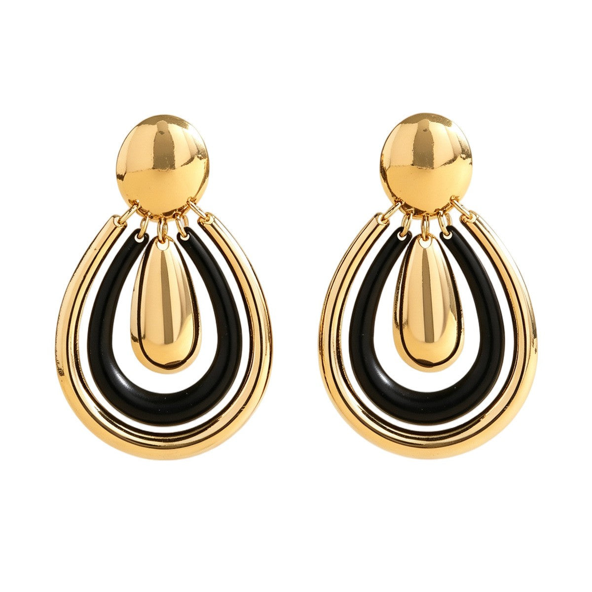 Classy Black Teardrop Necklace & Earring Set