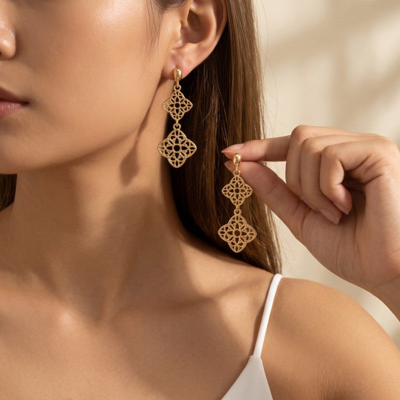 Classy Hollow Geometric Drop Earrings