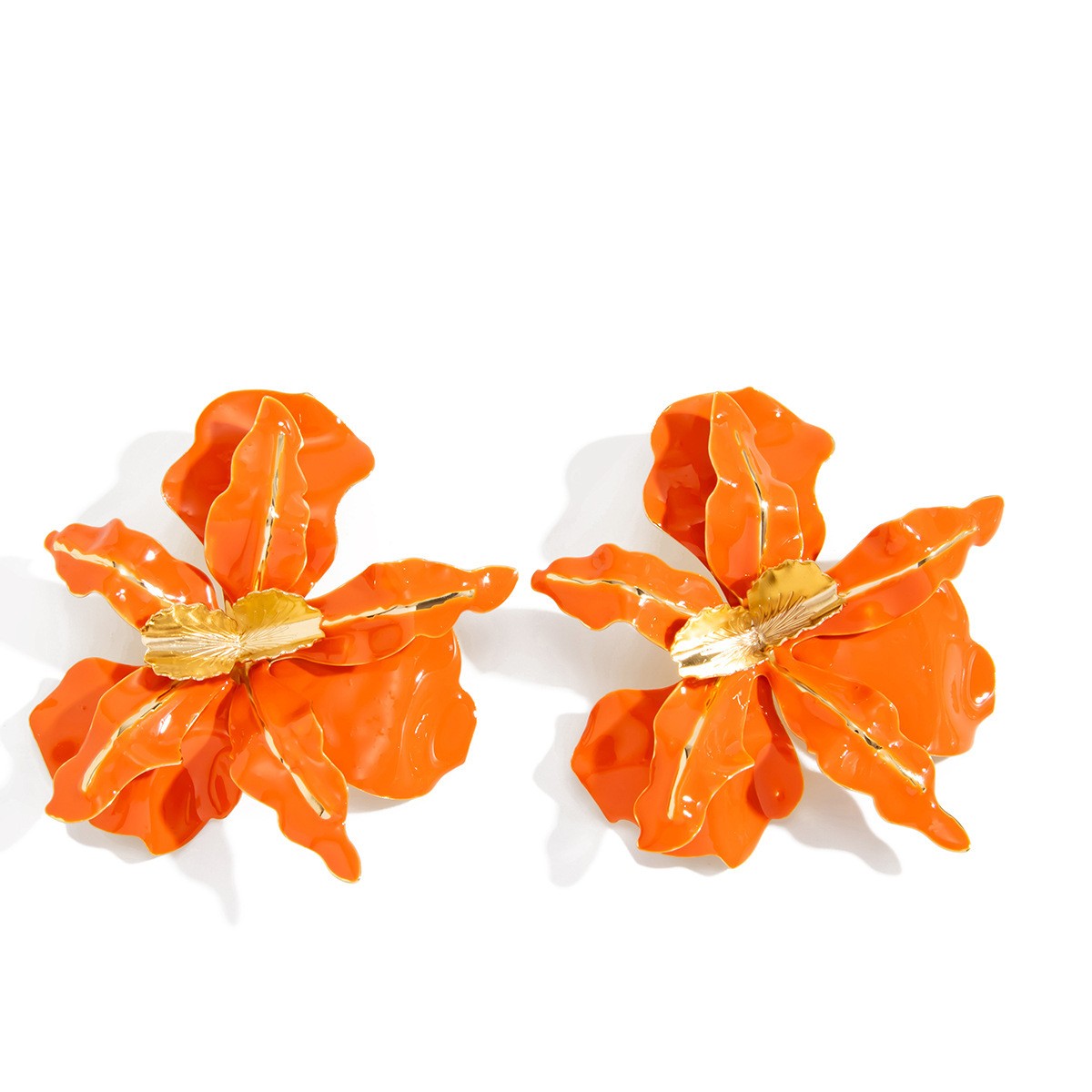 Classy White Enamel Flower Statement Earrings