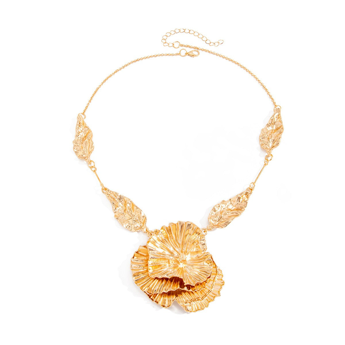 Classy Textured Floral Leaf Statement Necklace