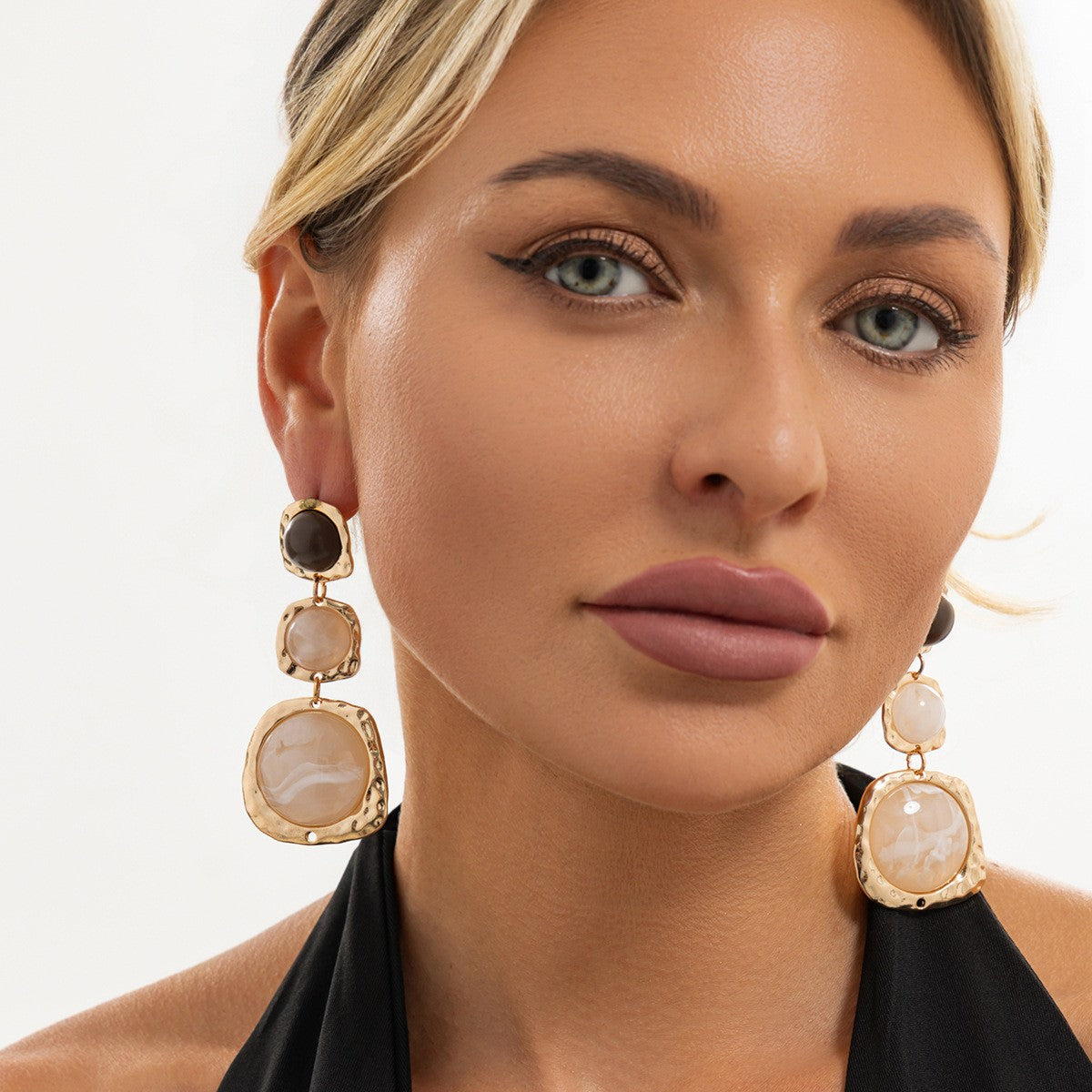 Classy Geometric Faux Marble Drop Earrings