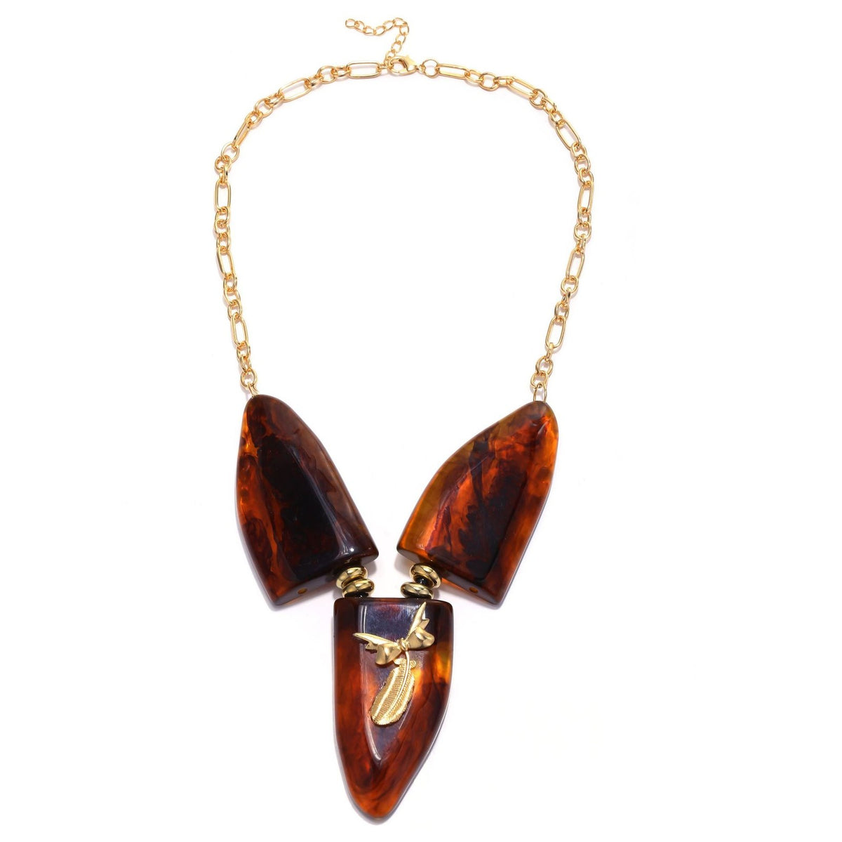 Vintage Tortoiseshell Resin Bird Necklace